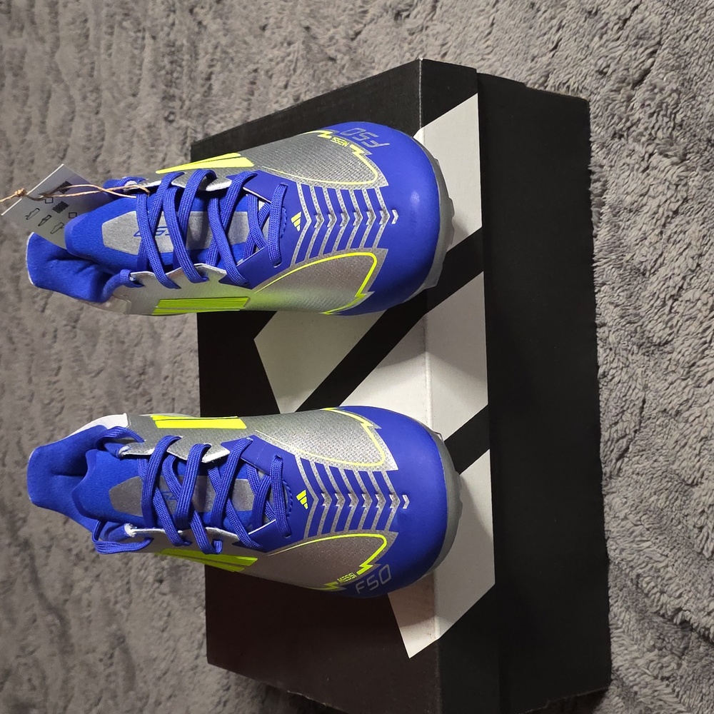 Adidas F50 Cleats in Blue and Neon Yellow - Picture 2 of 3